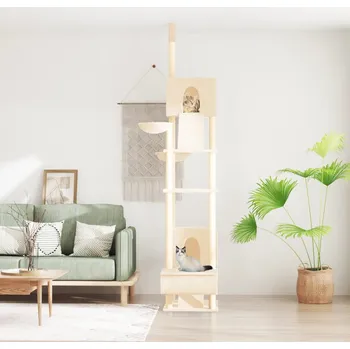 vidaXL Kočičí strom ke stropu krémový 277–303 cm