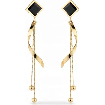 Náušnice Dlouhé visací náušnice s puzetou, ocel chirurgická, pozlacené 316L