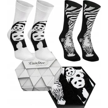 Pánské ponožky Duhové ponožky Panda Zebra Černo-bílé Ponožky černé velikosti 47-50