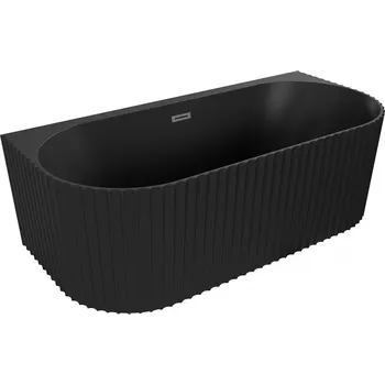 Mexen Sella volně stojící přisazená vana drážkovaná 170 x 80 cm, černý mat, přepad gun metal - 52711708071-95 Volně stojící vany