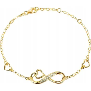Náramek Pozlacený náramek nekonečno srdce ocel 316L 17,5 cm