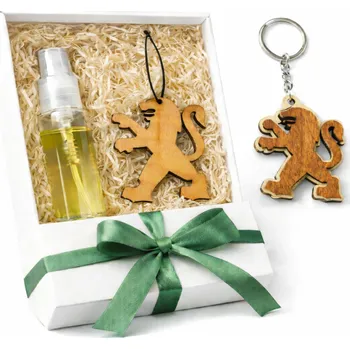 Vůně do auta Mácova dílna Dárková sada Peugeot – vůně do auta & dřevěný přívěsek Vůně: Black Cherry