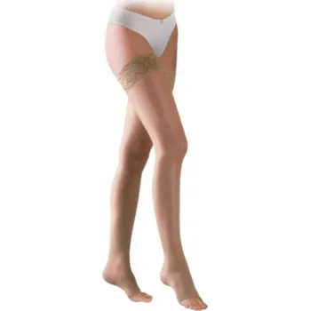 Dámské punčochy Stehenní punčochy s krajkou Avicenum Phlebo 140, bez špice M long bez špice Tělová světlá