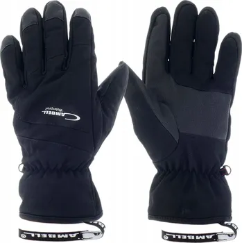Rukavice ZIMNÍ PÁNSKÉ VODĚODOLNÉ RUKAVICE NA LYŽE SNOWBOARD ZATEPLENÉ ČERNÉ L