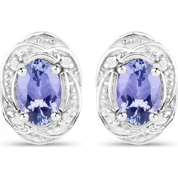 Náušnice STŘÍBRNÉ NÁUŠNICE S PŘÍRODNÍM TANZANITEM A DIAMANTY