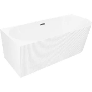 Vana Mexen Silo volně stojící rohová vana levá rýhovaná 170 x 80 cm, bílá, přepad gun metal - 52891708000L-95 Volně stojící vany