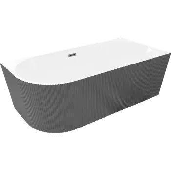 Vana Mexen Silo volně stojící rohová vana pravá ryhovaná 170 x 80 cm, bílá/šedá, přepad gun metal - 52891708062P-95 Volně stojící vany