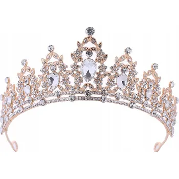 Vánoční ozdoba Diadém tiára ozdoba na hlavu svatební koruna dekorativní zlatá DI12