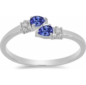 Prsten Prsten stříbrný s broušeným tanzanitem a zirkony Ag 925 016430 TZ 57 mm (US 8), 2,1 g