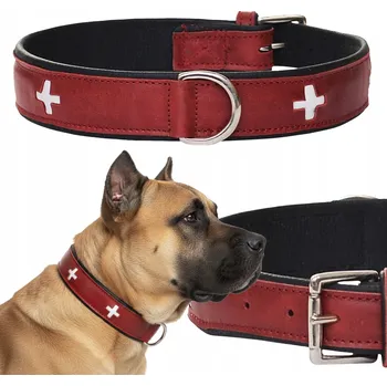 Obojek pro psa Červený kožený obojek SWISS XL