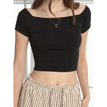 Dámské tričko Sinsay - Crop top s krátkým rukávem - černá - 508EU-99X - 508EU-99X-L