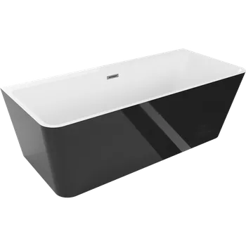 Vana Mexen Volta volně stojící přisazená vana 150 x 75 cm, bílá/černá, přepad gun metal - 51131507575-95 Volně stojící vany