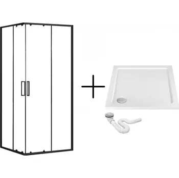 REA/S - Sprchový kout PUNTO 90x90 - černá Se sprchovou bílou vaničkou Savoy KPL-K1014