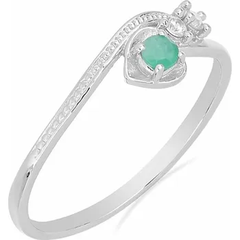 Prsten Prsten stříbrný s broušeným smaragdem a zirkony Ag 925 031131 EM 52 mm (US 6), 1,41 g
