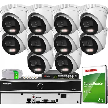 Bezpečnostní kamera Monitorovací sada 10 kamer IPC-T240HA-LUC 4MPx Hikvision Hybrid Light PoE