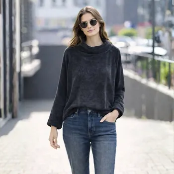 Dámská mikina Mikina Dámská Manšestrová Velká Velikost Italská Černá