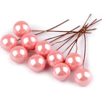 umělá květina Kuličky / bobule na drátku ke tvoření Ø1,5 cm, malé, 7 pudrová