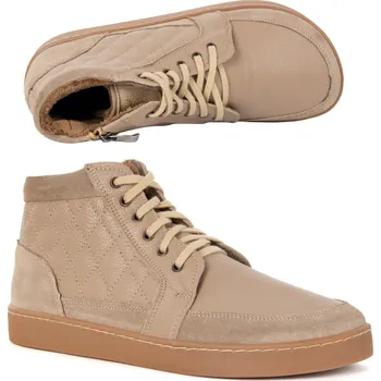 Dámská zimní obuv Dámské zimní barefoot boty kožené Z-B04 pudrově béžové 40