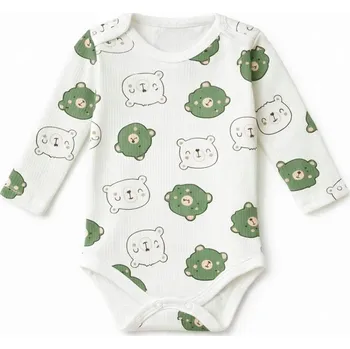 Kojenecký body 56 BODY 1M kojenecké MEDVÍDEK bavlněný pruh dlouhý rukáv MEDVÍDEK zielony O64