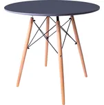 Aga Jídelní stůl kulatý, 80 cm, grafit, deska světlý buk, výška 75 cm STK20610