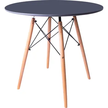 Jídelní stůl Aga Jídelní stůl kulatý, 80 cm, grafit, deska světlý buk, výška 75 cm STK20610