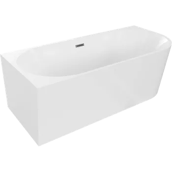 Vana Mexen Mia volně stojící rohová vana levá 150 x 75 cm, bílá, přepad gun metal - 52691507500L-95 Volně stojící vany