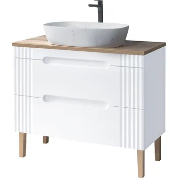 Koupelnový nábytek Comad Koupelnová skříňka s deskovým umyvadlem set Fiji White 100 dub evoke/bílá