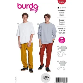 Střih Burda 5682 na pánské tričko a mikinu ve dvojím provedení -