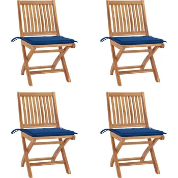 OMAXI Skládací zahradní židle s poduškami 4 ks masivní teak 440278