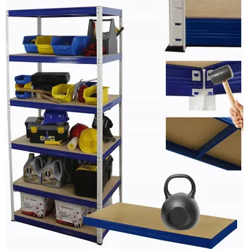 Dílenský regál Kovový regál skladový HELIOS 213x110x30cm, 6 polic, nosnost 175kg/police, kombinovatelný