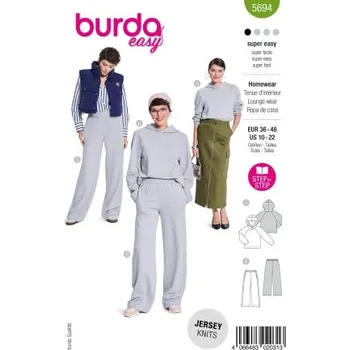 Volný čas Střih Burda 5694 na dámskou teplákovou soupravu -