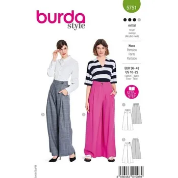 Volný čas Střih Burda 5751 na volné kalhoty -