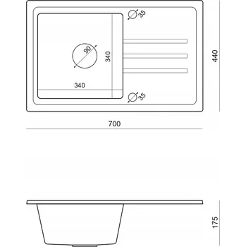 Granitový dřez Jednokomorový dřez Quadron ocel béžový