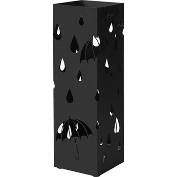 Kovový stojan na deštníky, černý, 15,5 x 15,5 x 49 cm