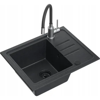 Granitový dřez Jednokomorový dřez Quadron ocel černý