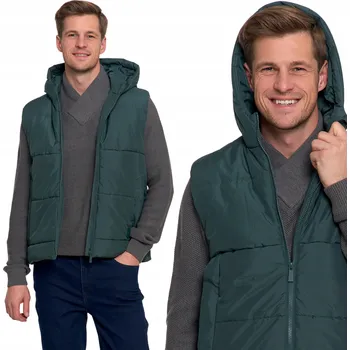 Pánská vesta Moraj pánská vesta bunda bez rukávů pánská vesta s kapucí zelená velikost M