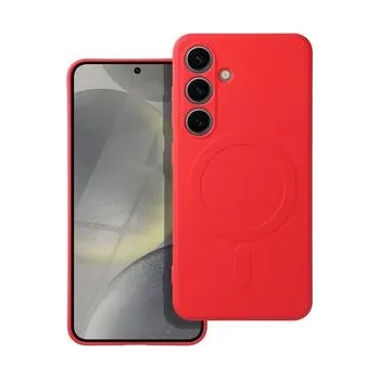 Pouzdro na mobilní telefon Kryt SILICONE MAG COVER kompatibilní s MagSafe pro SAMSUNG S24 červený - OEM + zdarma možnost vyzkoušet a vrátit zboží do 30 dní