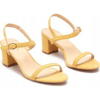 Dámské sandále ŽLUTÉ DÁMSKÉ SANDÁLY NA SLOUPEČKU USOPI 37