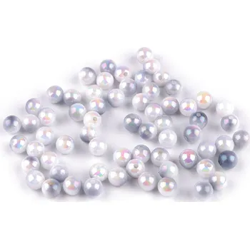 Dětské navlékací korálky Plastové korálky s mermaid efektem Ø6 mm, malé, 9 šedá světlá