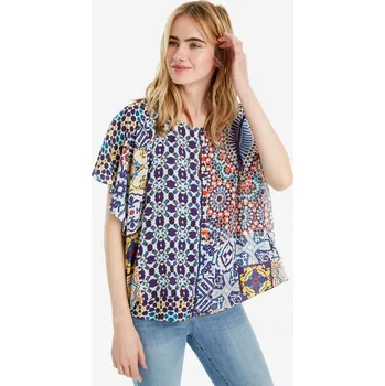 Dámská halenka Desigual halenka s krátkým rukávem střih volná velikost XS