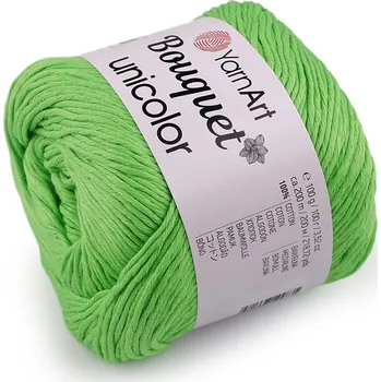 Příze Bavlněná pletací příze Bouquet Unicolor 100 g, střední, 10 (3219) zelená sv.