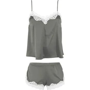 Dámská noční košile Luxembourg saténové pyžamko s kraťasy B800 L šedá