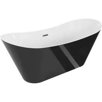 Mexen Celia volně stojící vana 170 x 75 cm, bílá/černá, přepad gun metal - 52331707575-95 Volně stojící vany