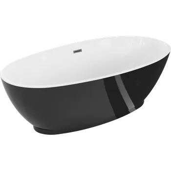 Mexen Bilbao volně stojící vana 180 x 90 cm, bílá/černá, přepad gun metal - 51311809075-95 Volně stojící vany