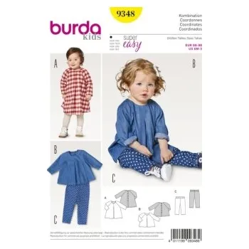 Volný čas Střih Burda číslo 9348 na šatičky, kalhoty a halenku -