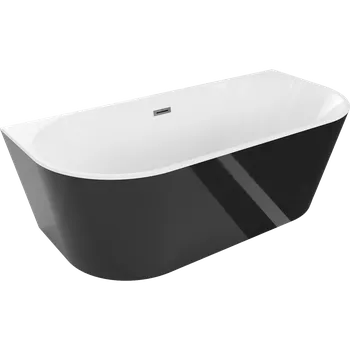 Mexen Oval volně stojící vana ke stěně 140 x 75 cm, bílá/černá, přepad gun metal - 52671407575-95 Volně stojící vany