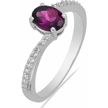 Prsten Prsten stříbrný s broušeným rhodolitem a zirkony Ag 925 017195 RH 59 mm (US 9) 1,82 g