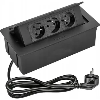 Elektrická zásuvka Elektrická zásuvka Izoxis 3 zásuvky černá do desky stolu s uzemněním