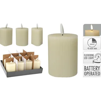 Svíčka Led svíčka 60x115/65x115/70x115mm mix s časovačem, slonová kost 135 gram