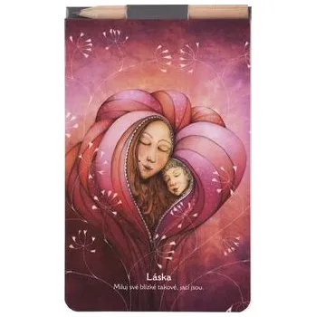 Blok Blok s magnetem a tužkou LÁSKA 90 x 140 mm, čistý, 40 listů